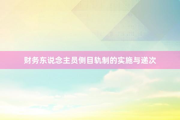 财务东说念主员侧目轨制的实施与递次